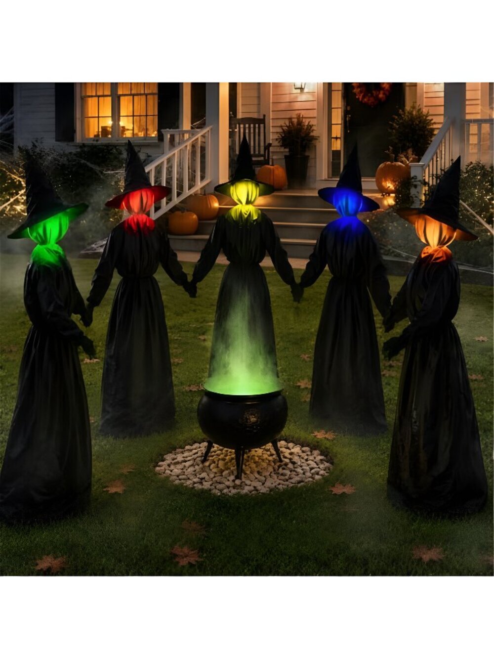 Halloween Decorations Outdoor, 5 Pack 4.3 FT Light Up Holding Hands Witches